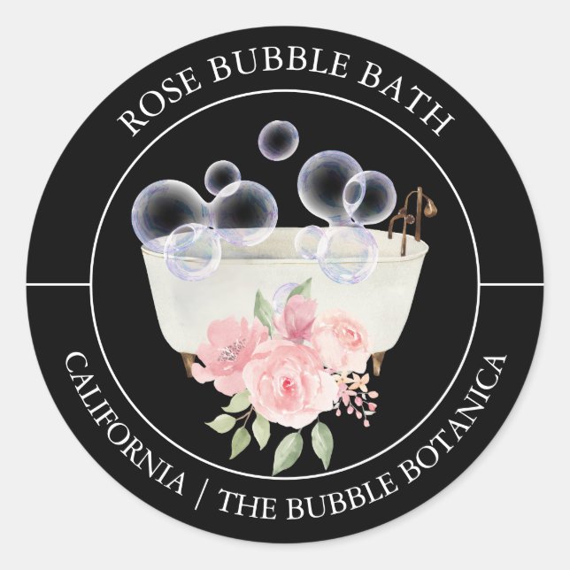 Adesivo Rosa Bubble Bath label (Frente)