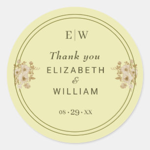 Adesivo Rosa - Casamento Amarelo Celestial Monograma