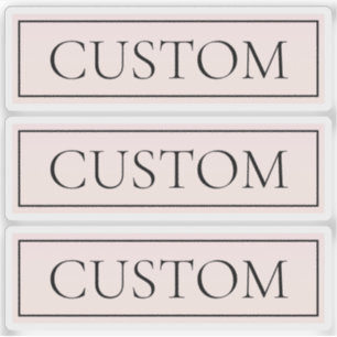 Adesivo Rosa claro Blush Stripe e Texto Editável Elegante