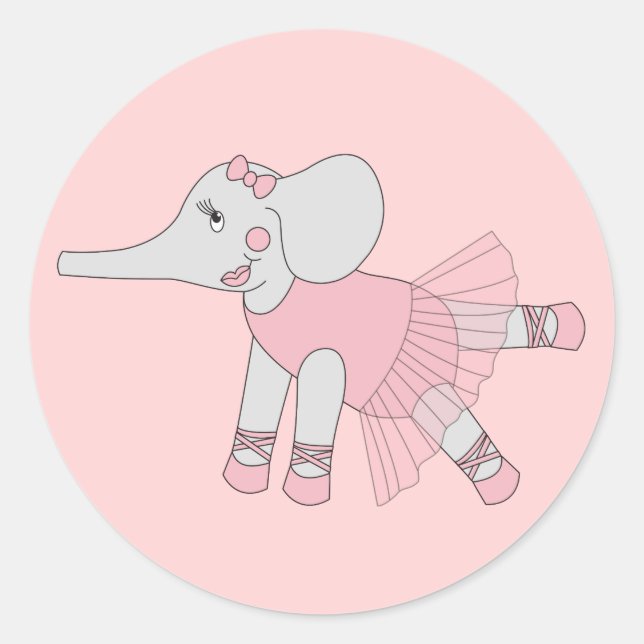 Adesivo rosa claro de Elefante da ilusima Ballerina (Frente)