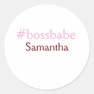 Adesivo Rosa claro de hashtag Bossbabe adiciona nome e che