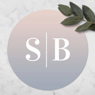 Adesivo Rosa claro Monograma e Casamento Azul Dusty