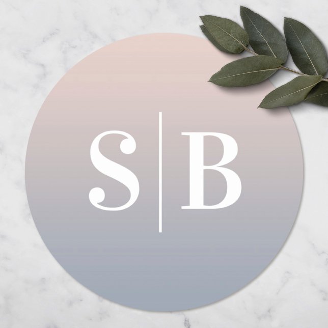 Adesivo Rosa claro Monograma e Casamento Azul Dusty (Criador carregado)