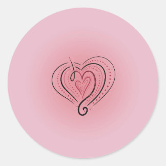 Adesivo Rosa com Coração Preto e Vermelho Elegante
