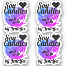 Adesivo Rosa cor-de-rosa azul feito com velas de soja card