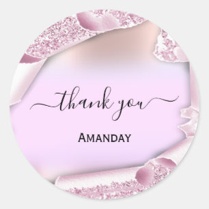 Adesivo Rosa cor-de-rosa Nome Bridal Sweet16th Obrigado