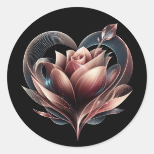 Adesivo Rosa Cor-de-rosa pincelada moderna com coração