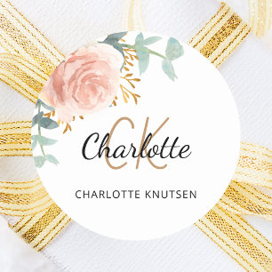 Adesivo Rosa cor-de-rosa verde floral doce 16