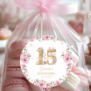Adesivo Rosa Corado Dourado Mis Quince Quinceañera