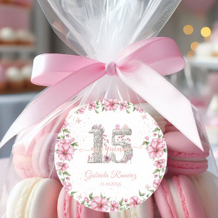 Adesivo Rosa Corado Prata Mis Quince Quinceañera 