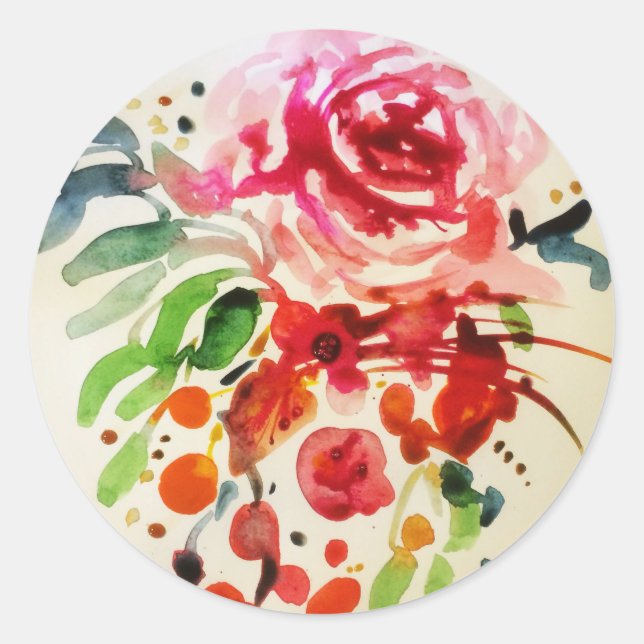 Adesivo rosa de aquarela e tinta (Frente)