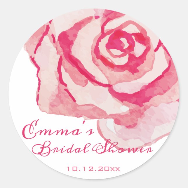 Adesivo Rosa de Aquarela Rosa | Chá de panela personalizad (Frente)