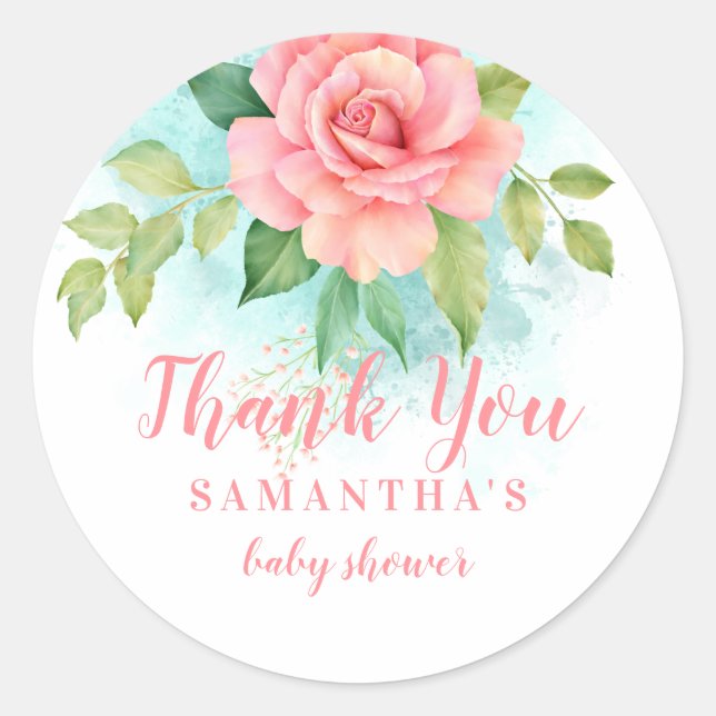 Adesivo Rosa de Aquarelas de Ombre Turquesa Rosa Muito Obr (Frente)