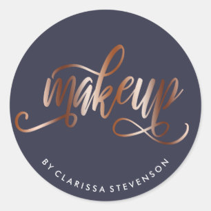 Adesivo Rosa de cobre elegante artista de maquiagem azul e