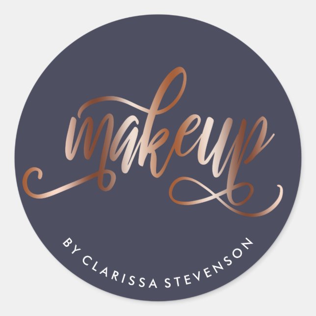 Adesivo Rosa de cobre elegante artista de maquiagem azul e (Frente)