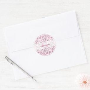 Adesivo Rosa de Confetti Personalizado Dot de Lace Mandala