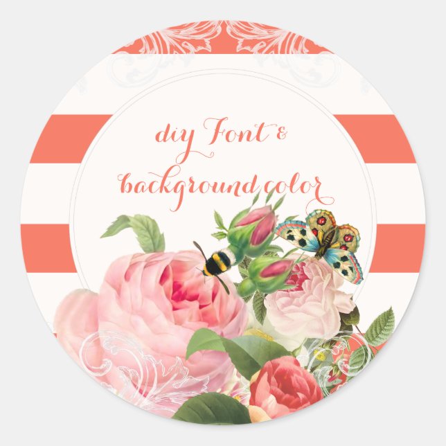 Adesivo Rosa de/coral da safra PixDezine+faixas brancas (Frente)