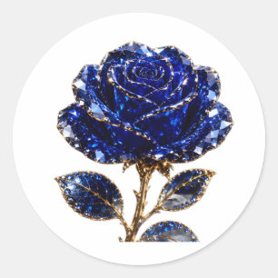 Adesivo Rosa de Cristal Dourada Azul Real