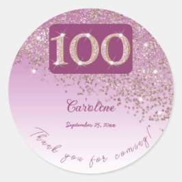 Adesivo Rosa de Dourada, 100º Obrigados de aniversário