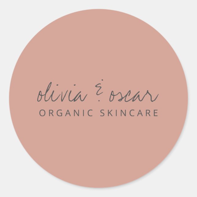 Adesivo Rosa de Dusty de Script Manuscrito Moderno Minimal (Frente)