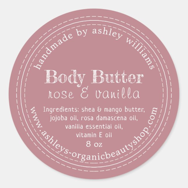 Adesivo Rosa de empoeiramento orgânico da manteiga corpora (Frente)