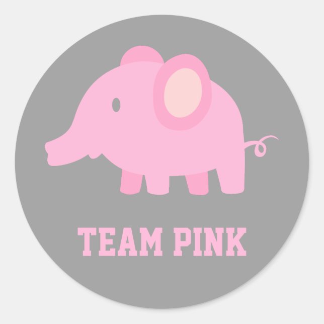 Adesivo Rosa de Equipe, Elefante de Menina, Festa de Revel (Frente)