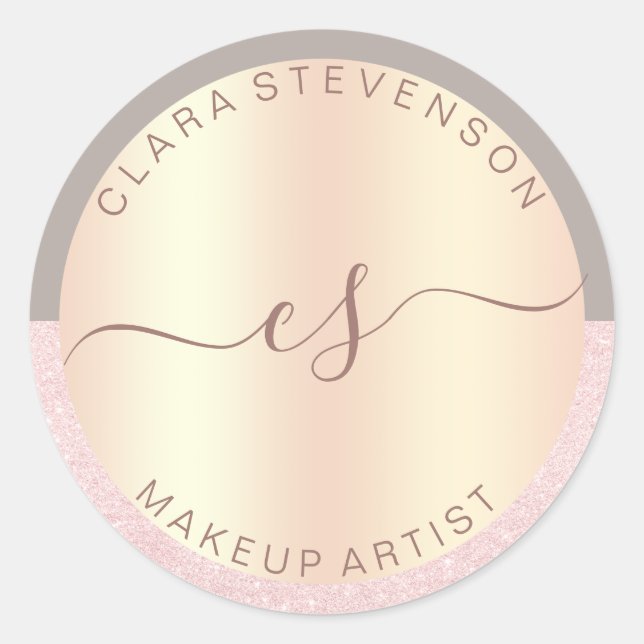 Adesivo Rosa de esmagadora artista de maquilhagem de ouro  (Frente)