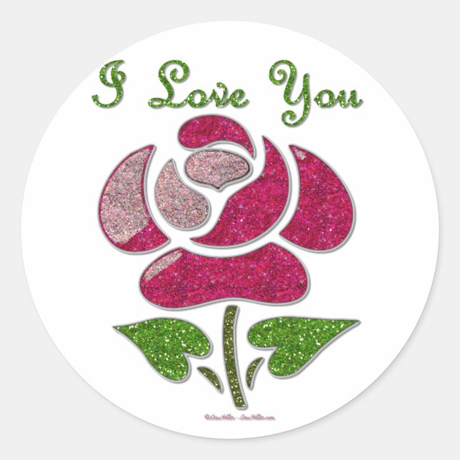 Adesivo Rosa De Estêncil Rosa Eu Te Amo (Frente)