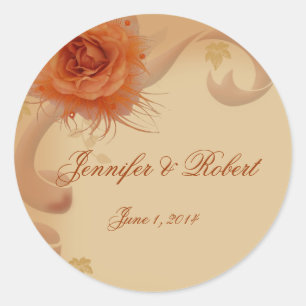 Adesivo Rosa de laranja no selo do envelope de queda