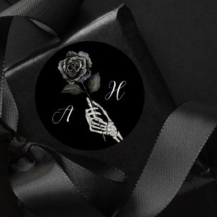 Adesivo Rosa de Mão Negra de Casamento Gótico do Halloween