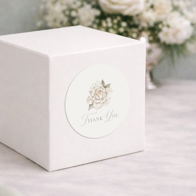 Adesivo Rosa de Marfim “Obrigado” Casamento (Criador carregado)