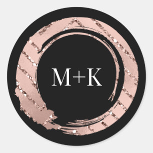 Adesivo Rosa de Monograma - Frame Negra Nupcial