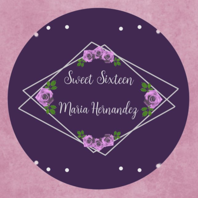 Adesivo Rosa de prata geométrica púrpura 16 (Criador carregado)