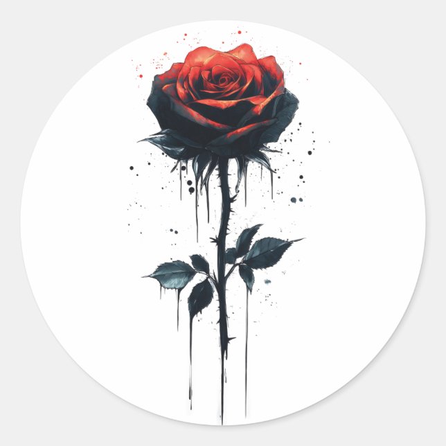 Adesivo Rosa de Sangue Gótico (Frente)