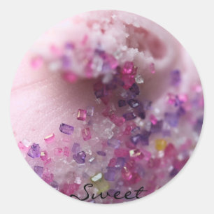 Adesivo Rosa 'doce o" geou o cupcake com o açúcar