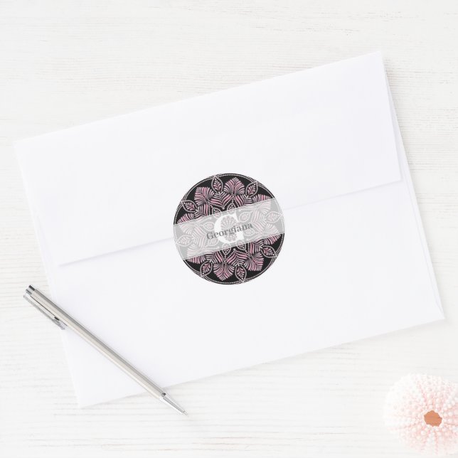 Adesivo Rosa Dot Mandala Monogramas (Envelope)