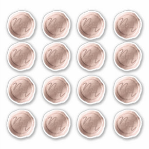 Adesivo Rosa Dourada cera de início monograma de casamento