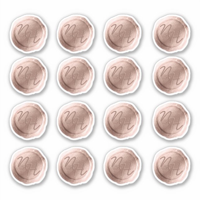 Adesivo Rosa Dourada cera de início monograma de casamento (Frente)