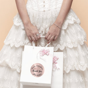 Adesivo Rosa Dourada Faísca Obrigado Querida Festa de Noiv