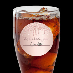 Adesivo rosa dourada glitter drink pertence a