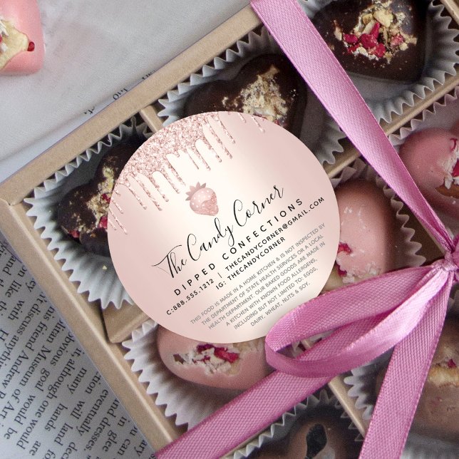 Adesivo Rosa Dourada Glitter Drip Strawberry Confecção Leg (Criador carregado)