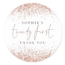 Rosa Dourada Glitter Vinte Primeiro Aniversário Ob