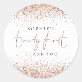 Adesivo Rosa Dourada Glitter Vinte Primeiro Aniversário Ob