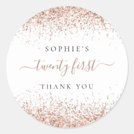 Adesivo Rosa Dourada Glitter Vinte Primeiro Aniversário Ob