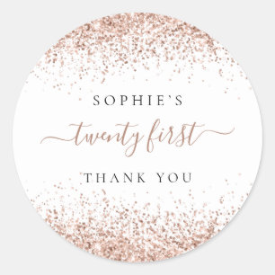 Adesivo Rosa Dourada Glitter Vinte Primeiro Aniversário Ob