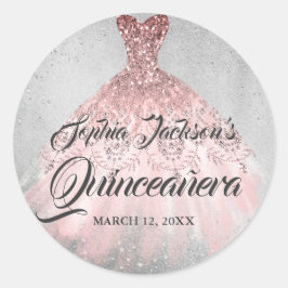 Adesivo Rosa Dourada Prata Diamond Sparkle Gown Quinceaner