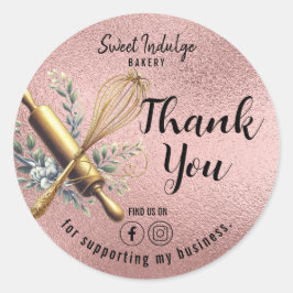 Adesivo Rosa Dourado Baking Utensls Obrigado