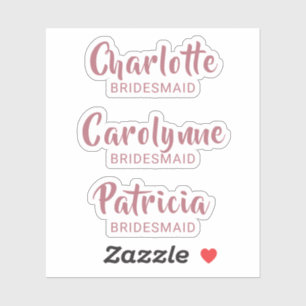 Adesivo Rosa Dourado Bridesmaid Name Custom-Cut Vinyl Stic