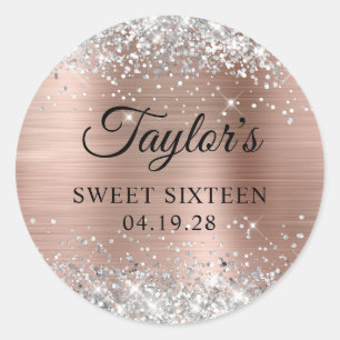 Adesivo Rosa Dourado Brilho Prata Sweet Sixteen