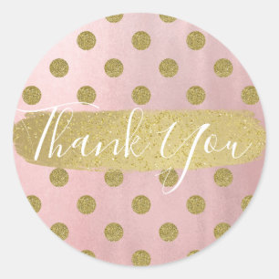 Adesivo Rosa Dourado Brilho Rosa Glam Pontos Polka Favor M